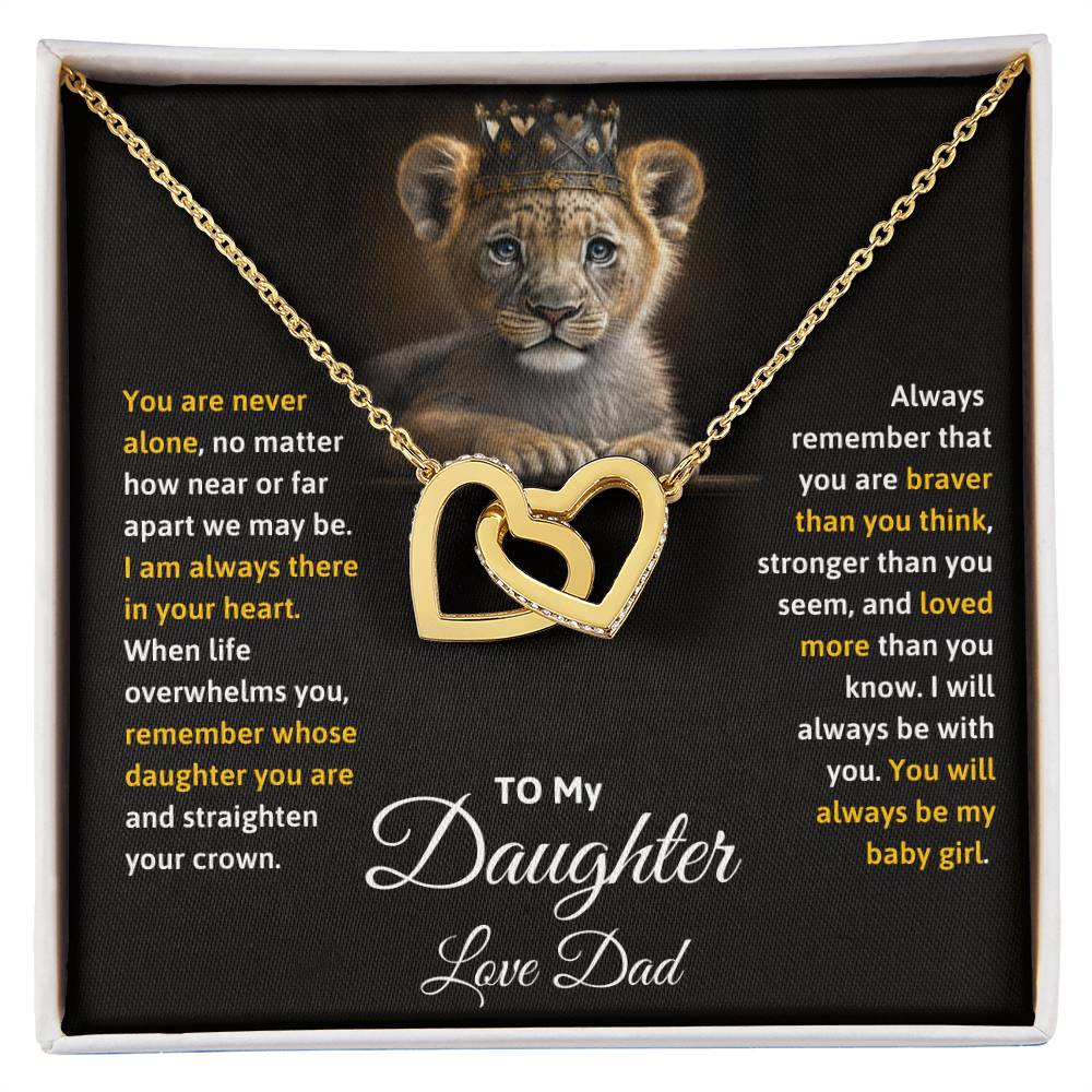 Daughter- Straighten your crown-Interlocking Hearts Necklace