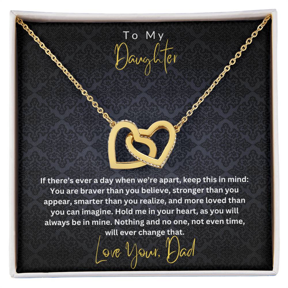 Daughter- Braver than you believe -Interlocking Hearts Necklace