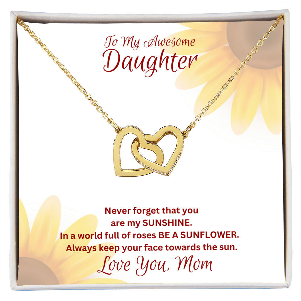 Daughter- You are my sunshine -Interlocking Hearts Necklace