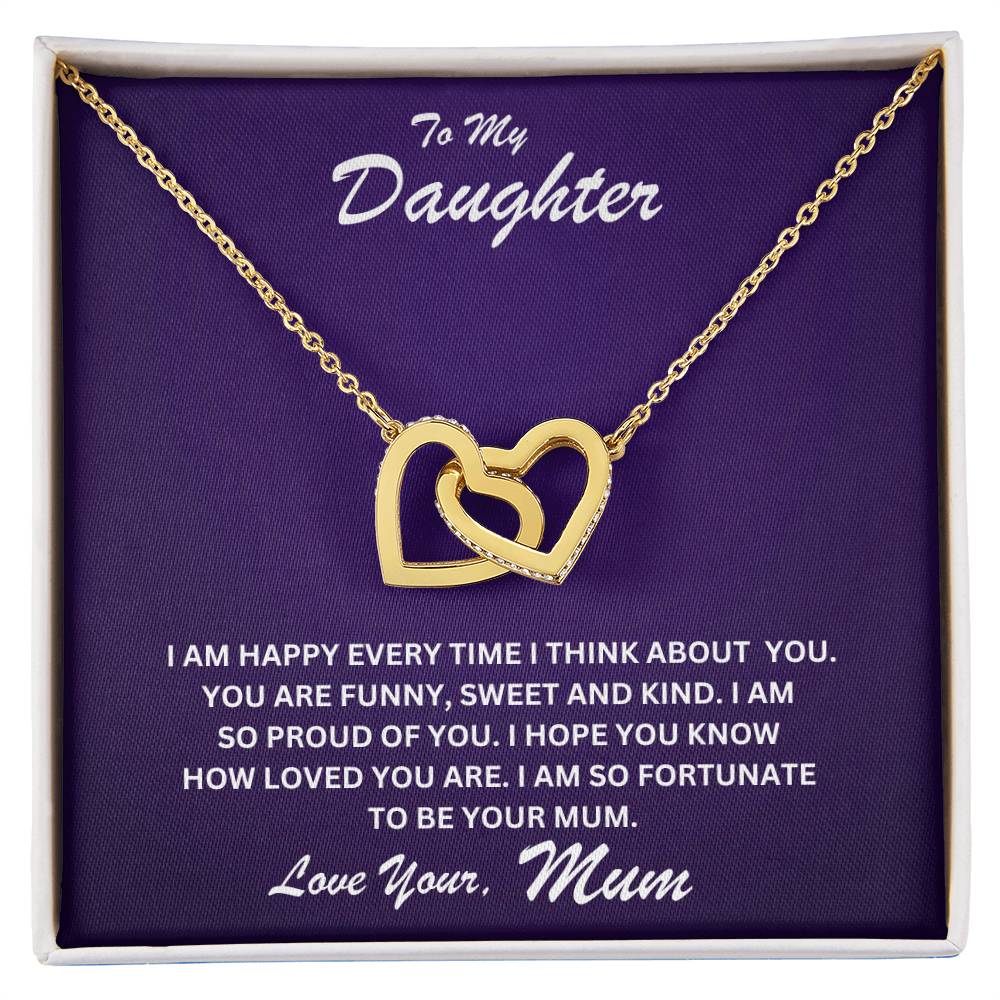 Daughter- Fortunate to be your mum-Interlocking Hearts Necklace