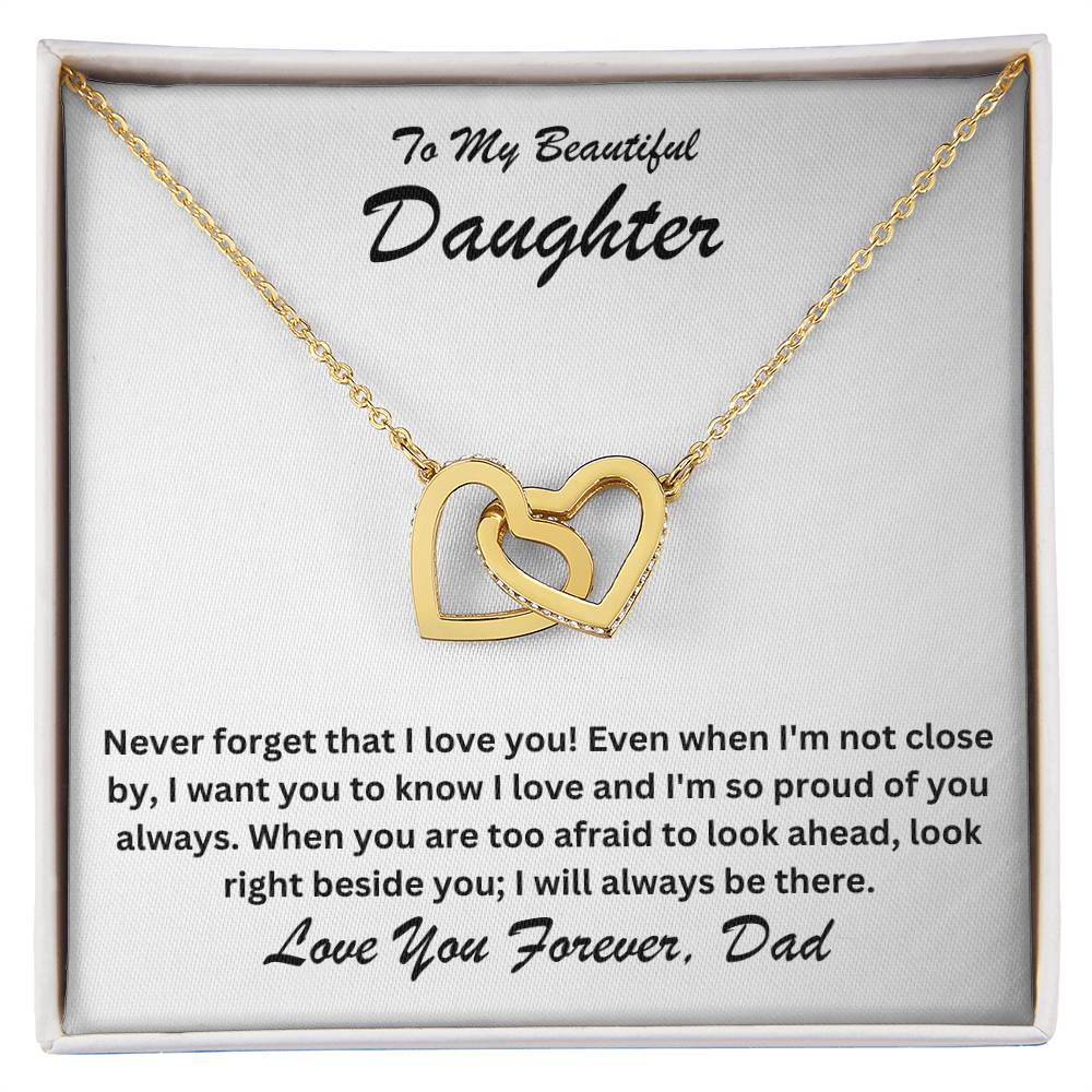 Daughter- Right beside you-Interlocking Hearts Necklace