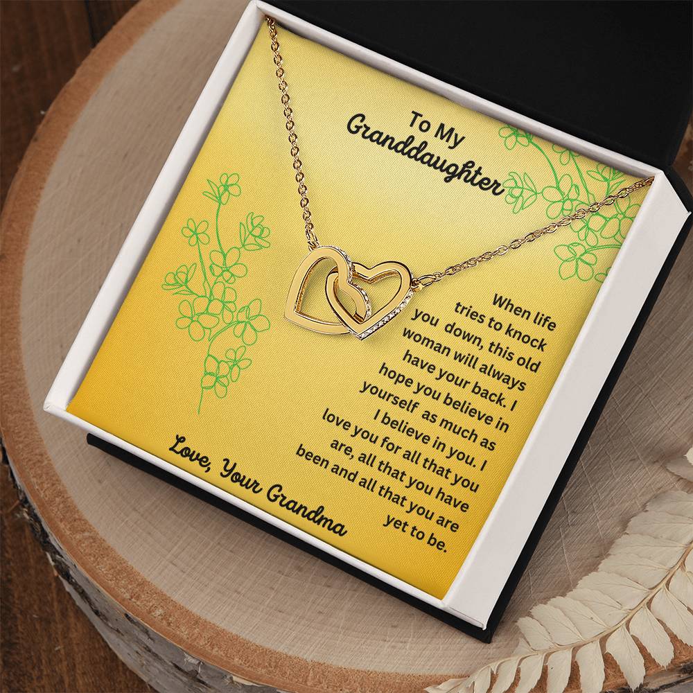 Granddaughter- Always have your back-Interlocking Hearts Necklace