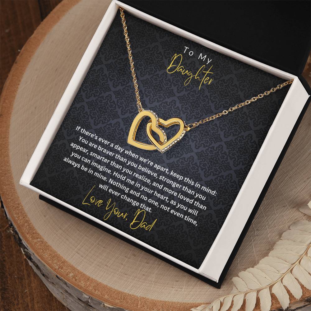 Daughter- Braver than you believe -Interlocking Hearts Necklace