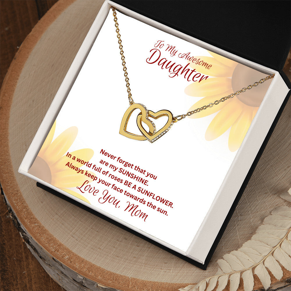 Daughter- You are my sunshine -Interlocking Hearts Necklace