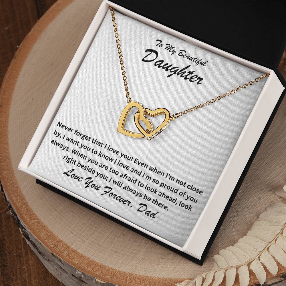 Daughter- Right beside you-Interlocking Hearts Necklace