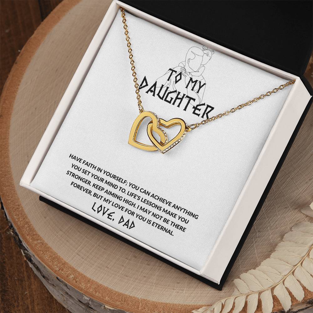 Daughter- Have faith in yourself-Interlocking Hearts Necklace