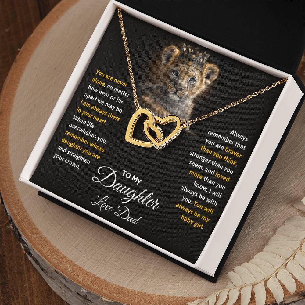 Daughter- Straighten your crown-Interlocking Hearts Necklace