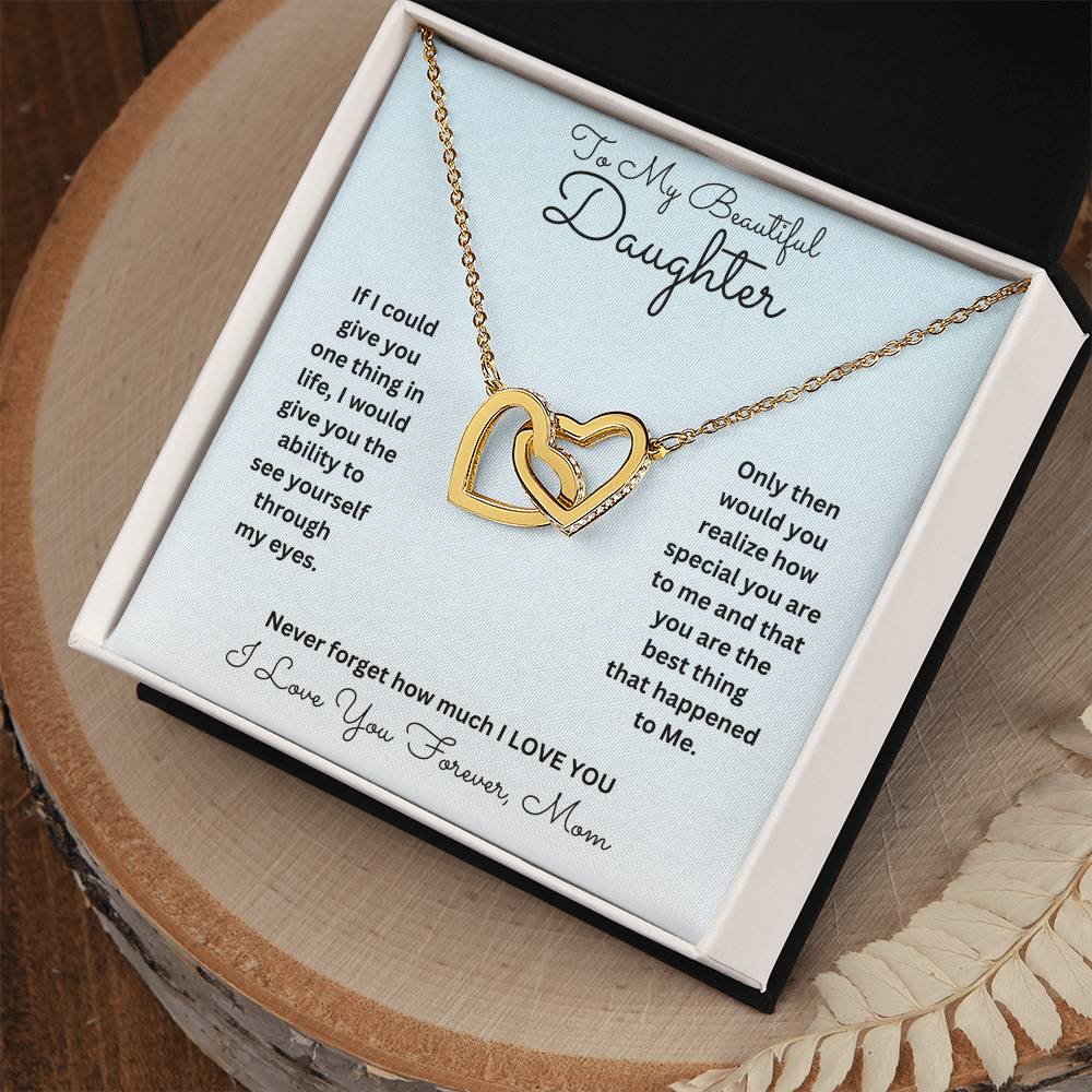 Daughter- One thing in life-Interlocking Hearts Necklace