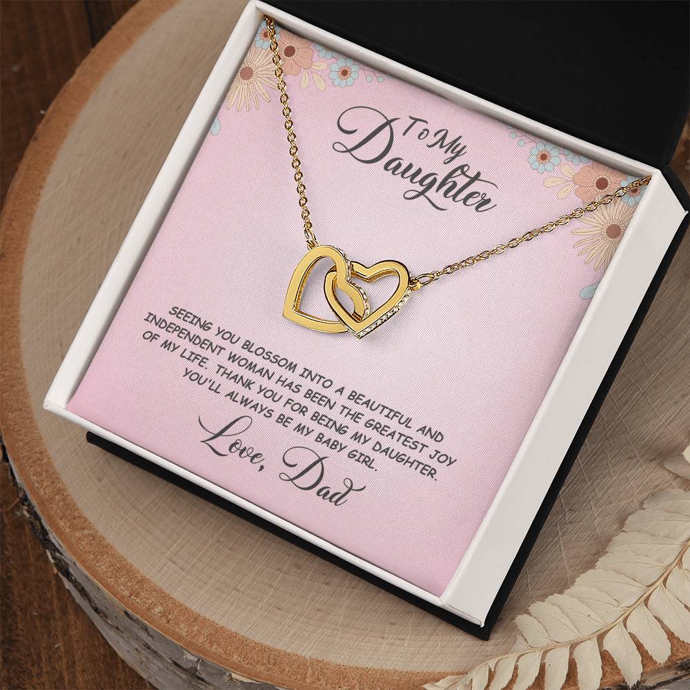 Daughter- Seeing you blossom -Interlocking Hearts Necklace