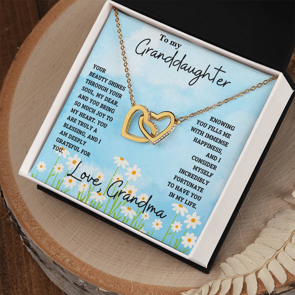 Granddaughter- Beauty shines through -Interlocking Hearts Necklace