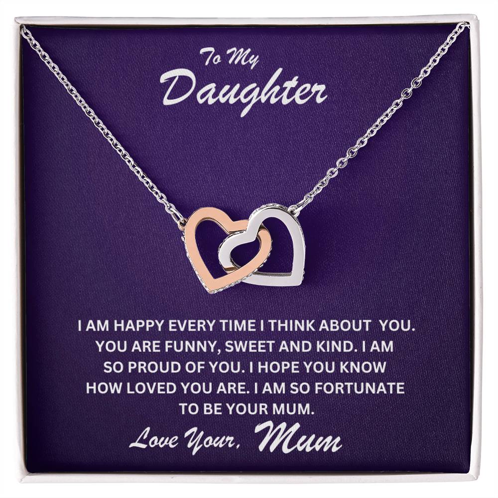 Daughter- Fortunate to be your mum-Interlocking Hearts Necklace