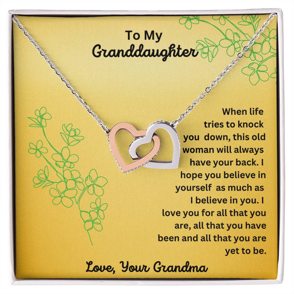 Granddaughter- Always have your back-Interlocking Hearts Necklace