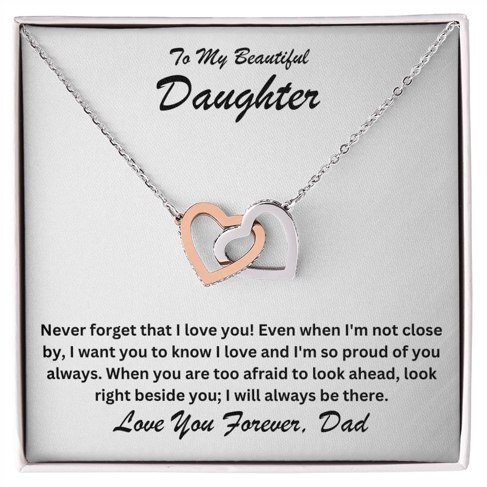 Daughter- Right beside you-Interlocking Hearts Necklace