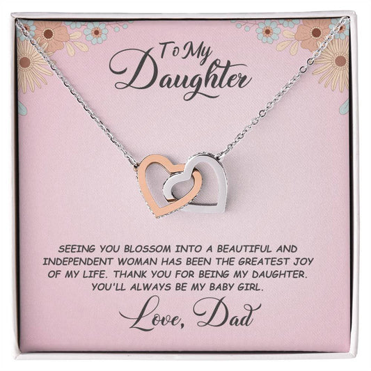 Daughter- Seeing you blossom -Interlocking Hearts Necklace