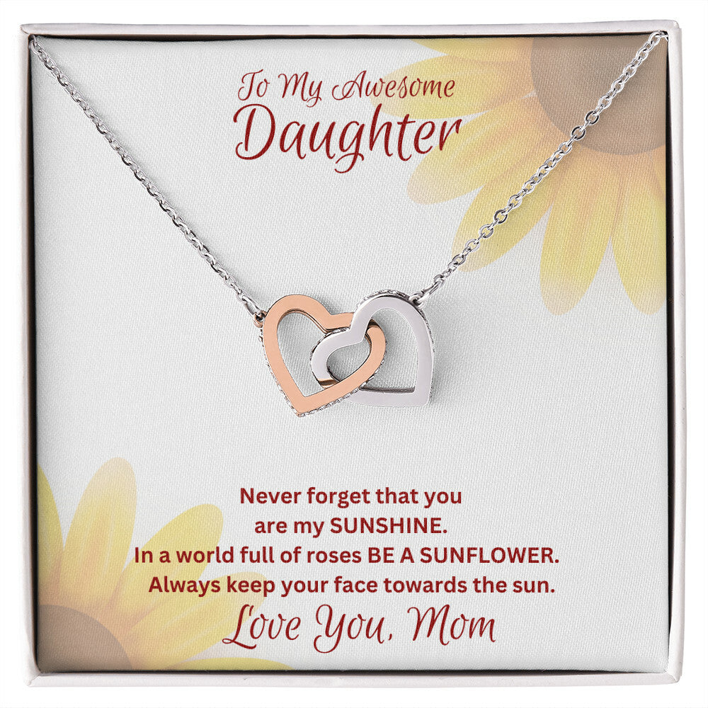 Daughter- You are my sunshine -Interlocking Hearts Necklace