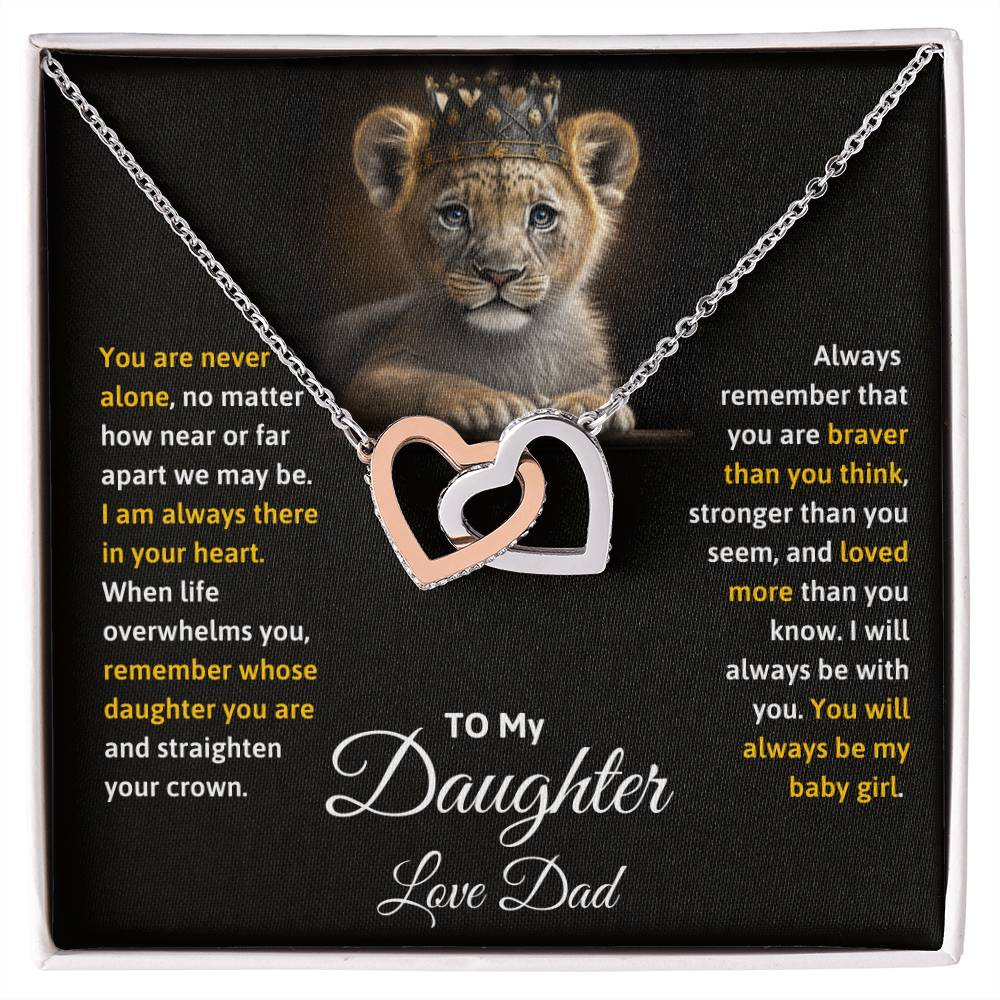 Daughter- Straighten your crown-Interlocking Hearts Necklace