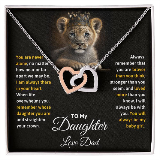 Daughter- Straighten your crown-Interlocking Hearts Necklace