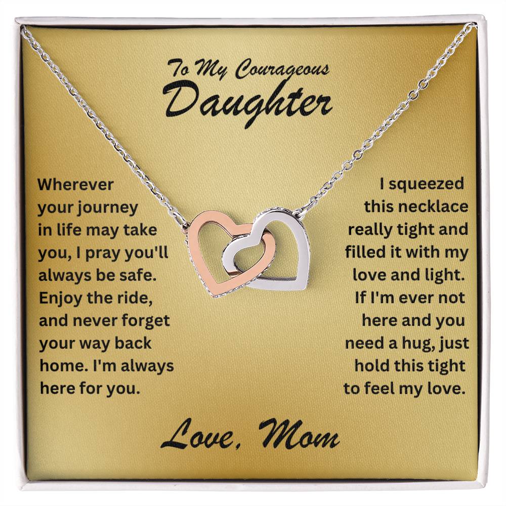 Daughter- Journey in life-Interlocking Hearts Necklace