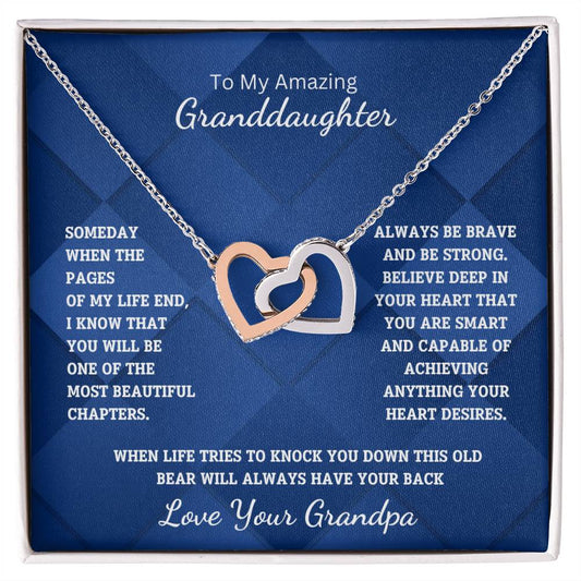 Granddaughter- Most beautiful chapters-Interlocking Hearts Necklace