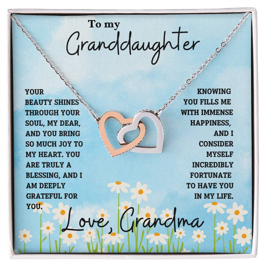 Granddaughter- Beauty shines through -Interlocking Hearts Necklace