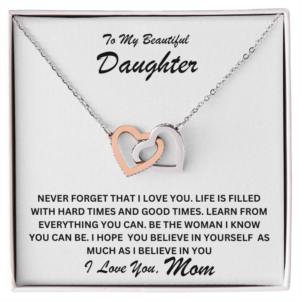 Daughter- Believe in yourself-Interlocking Hearts Necklace