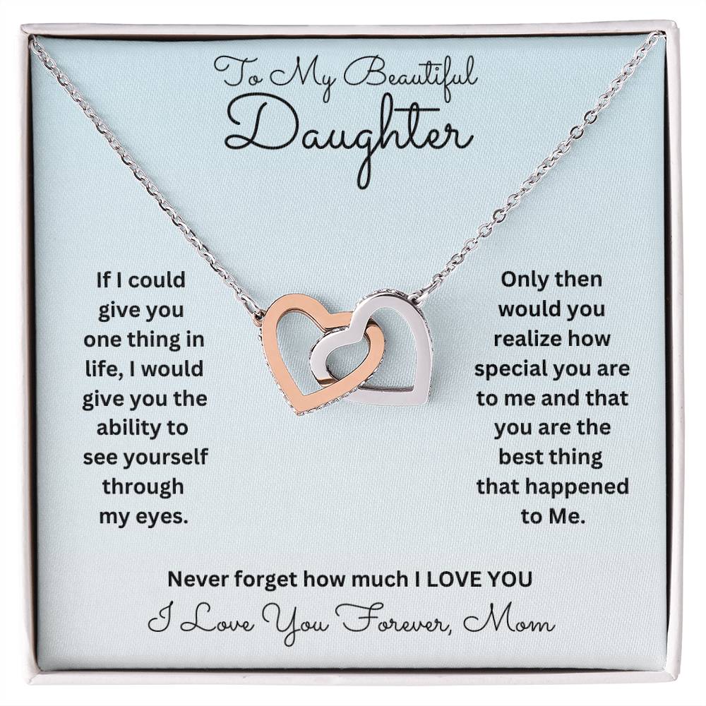 Daughter- One thing in life-Interlocking Hearts Necklace