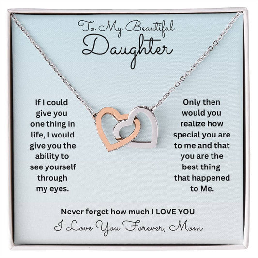 Daughter- One thing in life-Interlocking Hearts Necklace