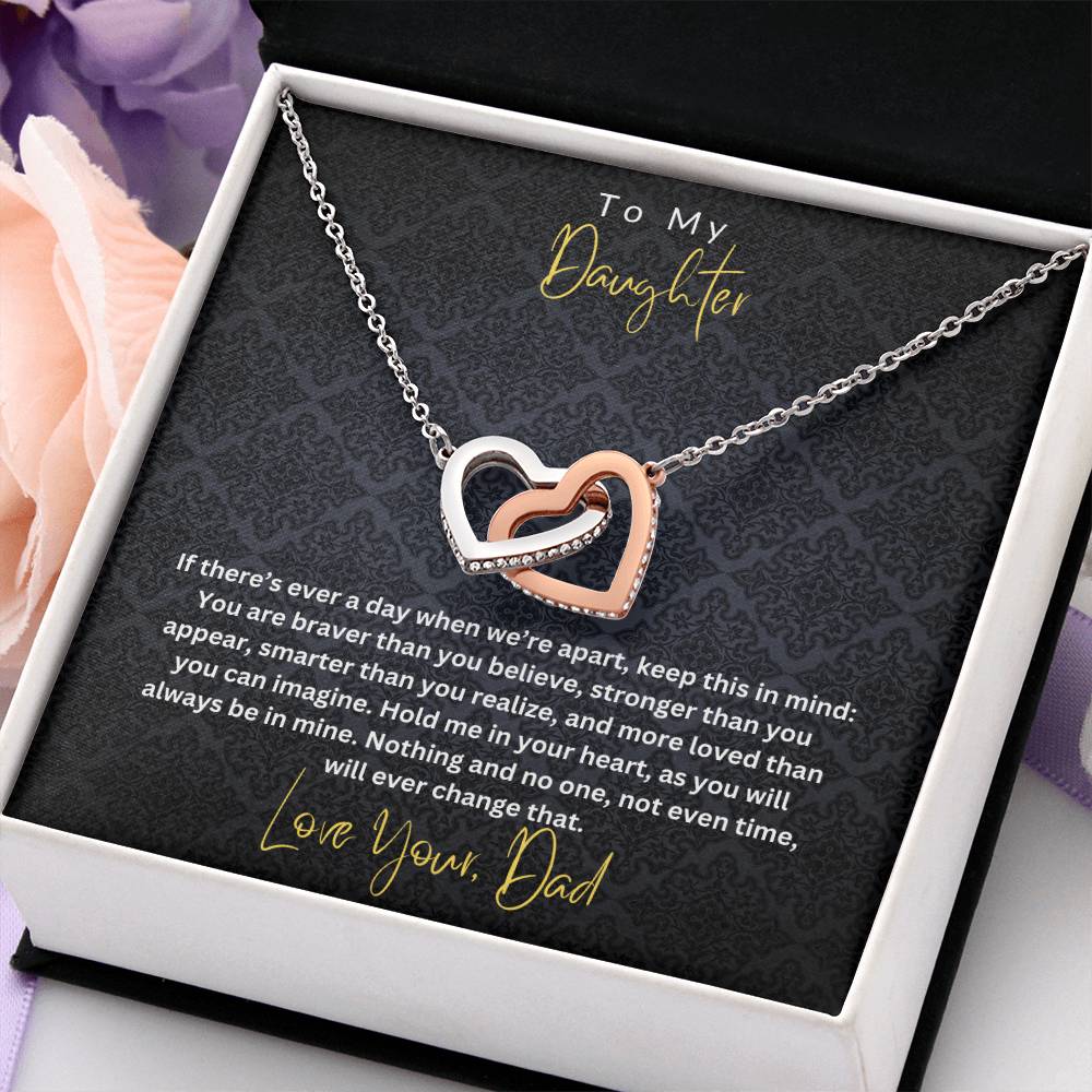 Daughter- Braver than you believe -Interlocking Hearts Necklace