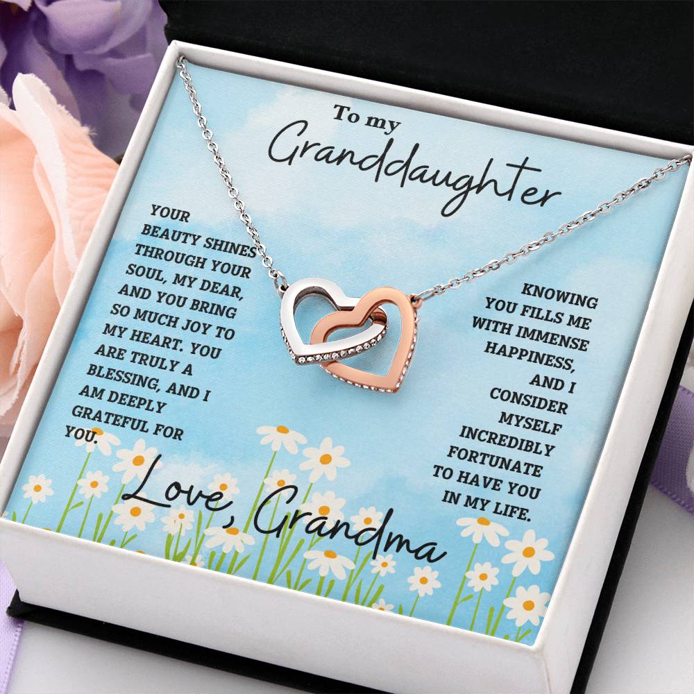 Granddaughter- Beauty shines through -Interlocking Hearts Necklace