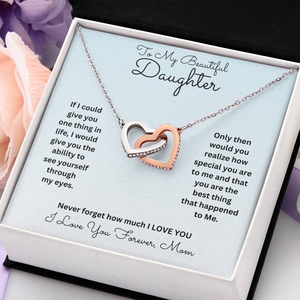 Daughter- One thing in life-Interlocking Hearts Necklace