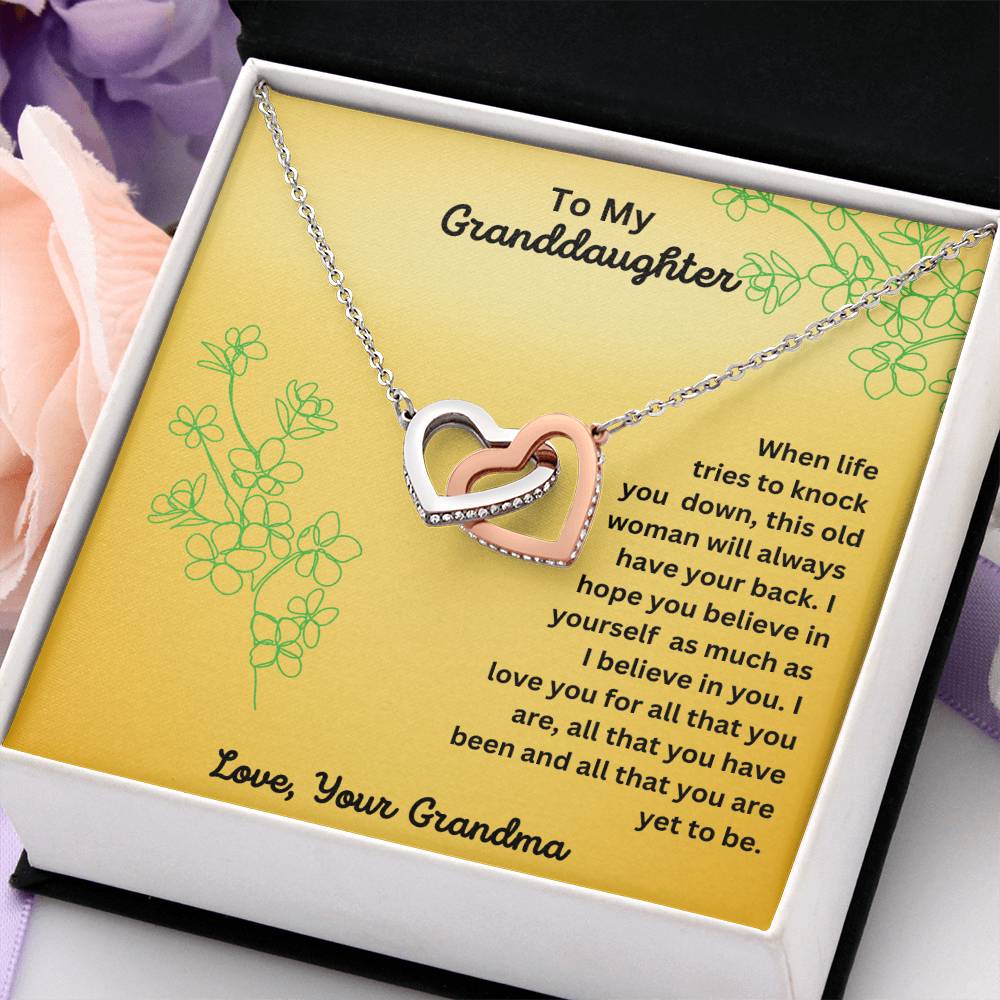 Granddaughter- Always have your back-Interlocking Hearts Necklace