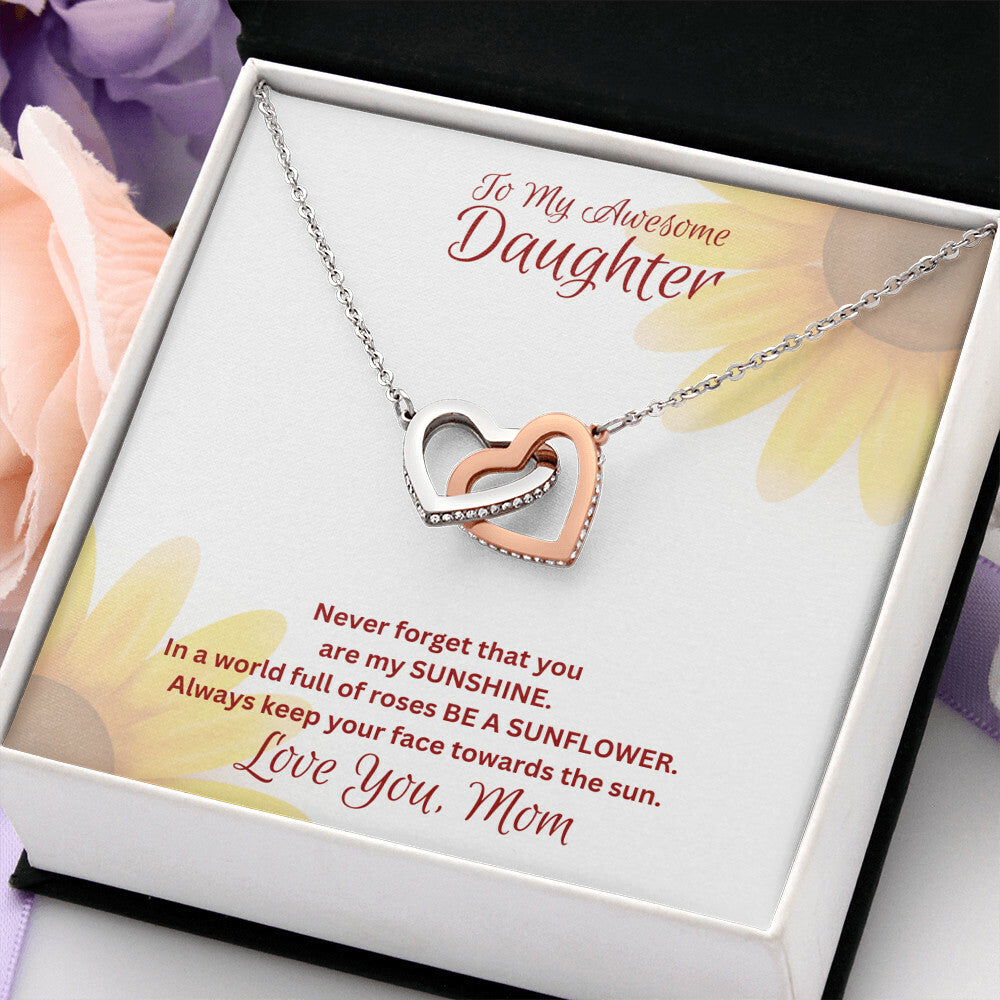 Daughter- You are my sunshine -Interlocking Hearts Necklace