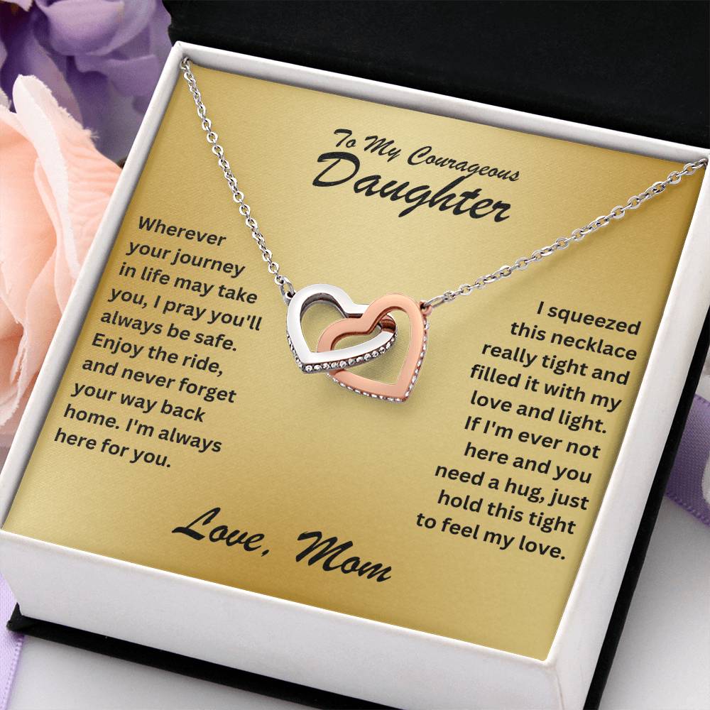 Daughter- Journey in life-Interlocking Hearts Necklace