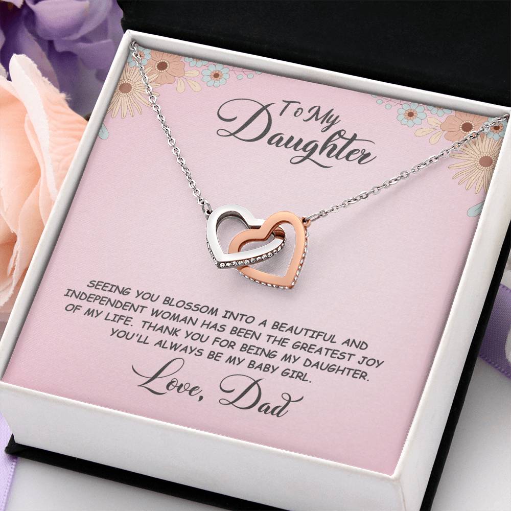 Daughter- Seeing you blossom -Interlocking Hearts Necklace