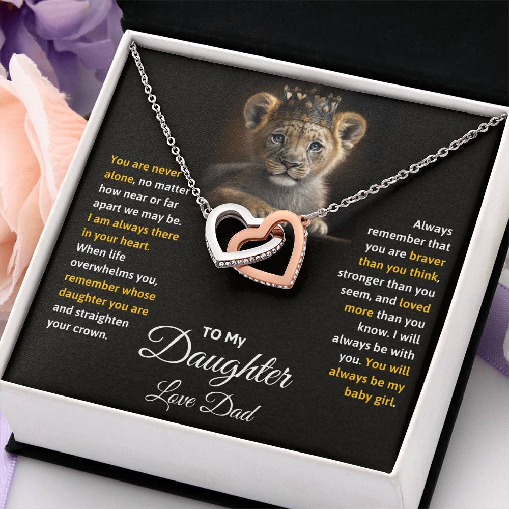 Daughter- Straighten your crown-Interlocking Hearts Necklace