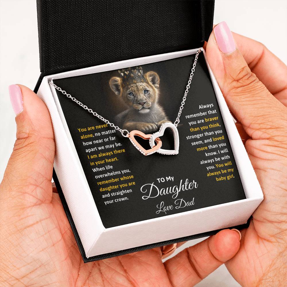 Daughter- Straighten your crown-Interlocking Hearts Necklace