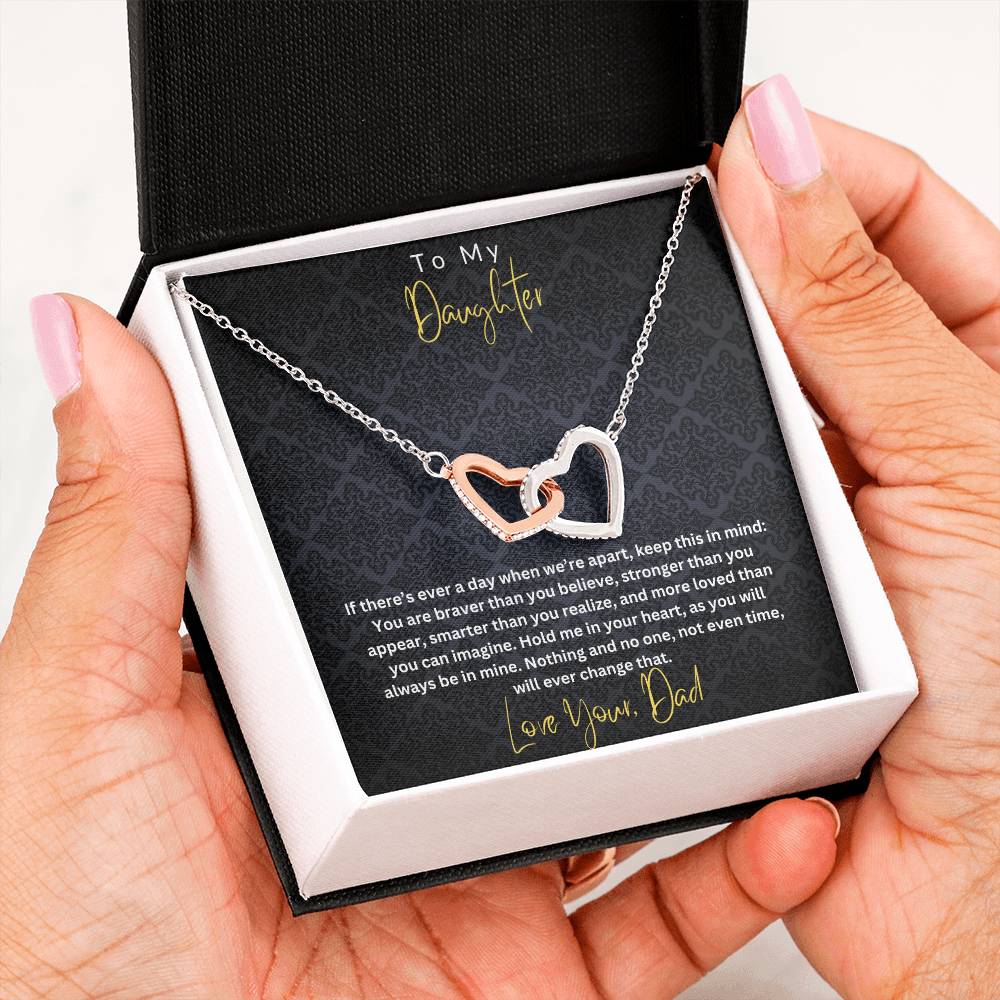 Daughter- Braver than you believe -Interlocking Hearts Necklace