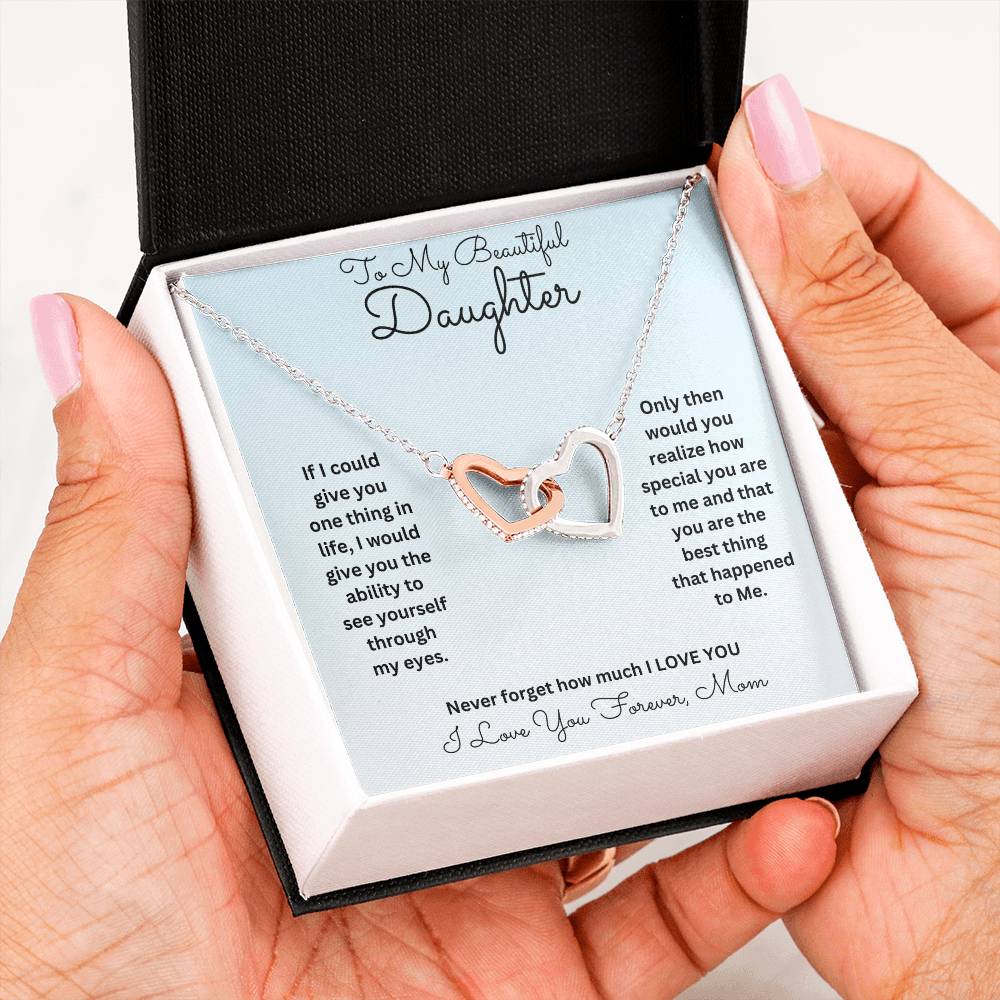 Daughter- One thing in life-Interlocking Hearts Necklace