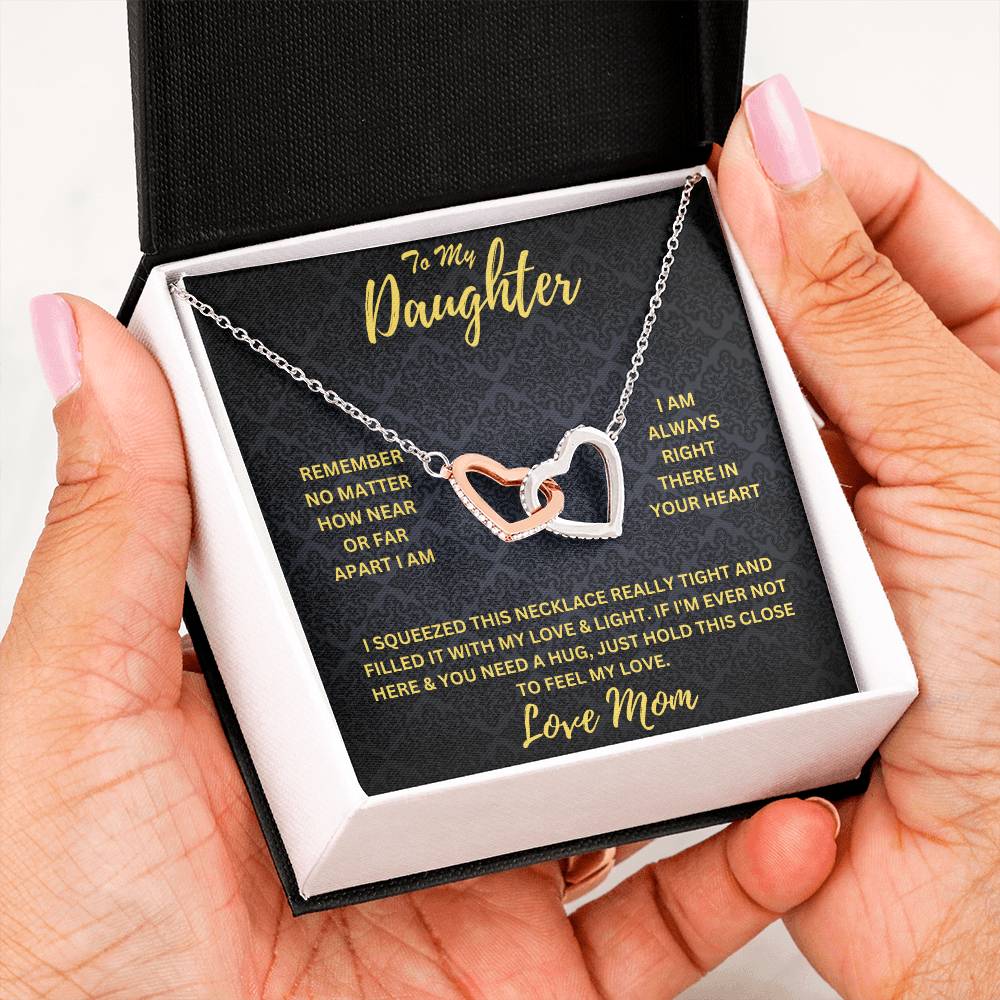 Daughter- Squeezed this necklace -Interlocking Hearts Necklace