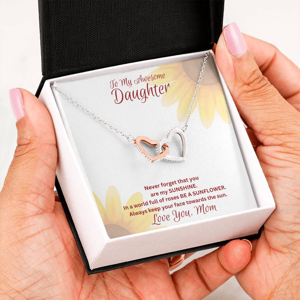 Daughter- You are my sunshine -Interlocking Hearts Necklace