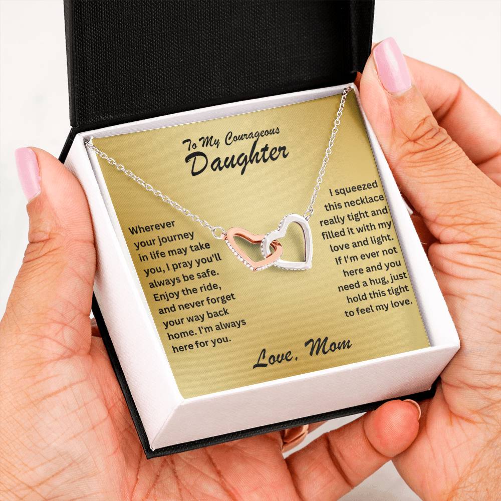 Daughter- Journey in life-Interlocking Hearts Necklace