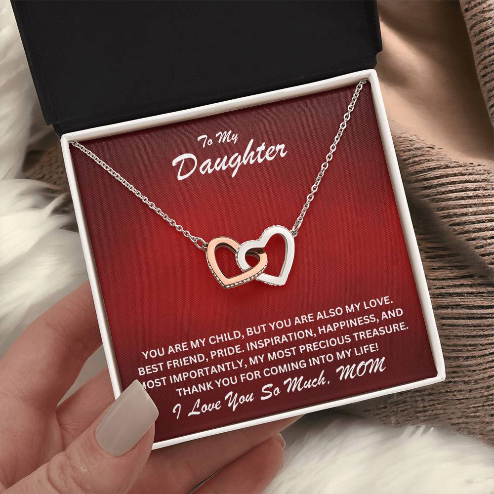 Daughter- You are my child -Interlocking Hearts Necklace