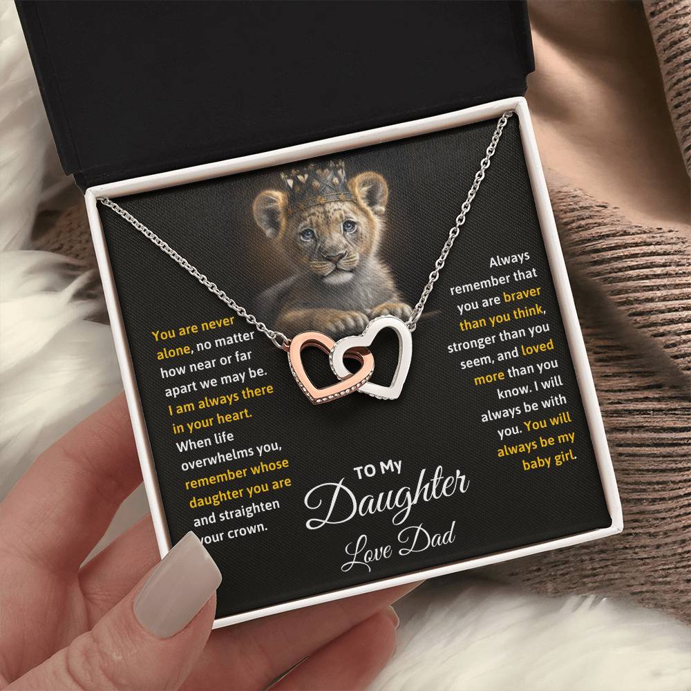 Daughter- Straighten your crown-Interlocking Hearts Necklace