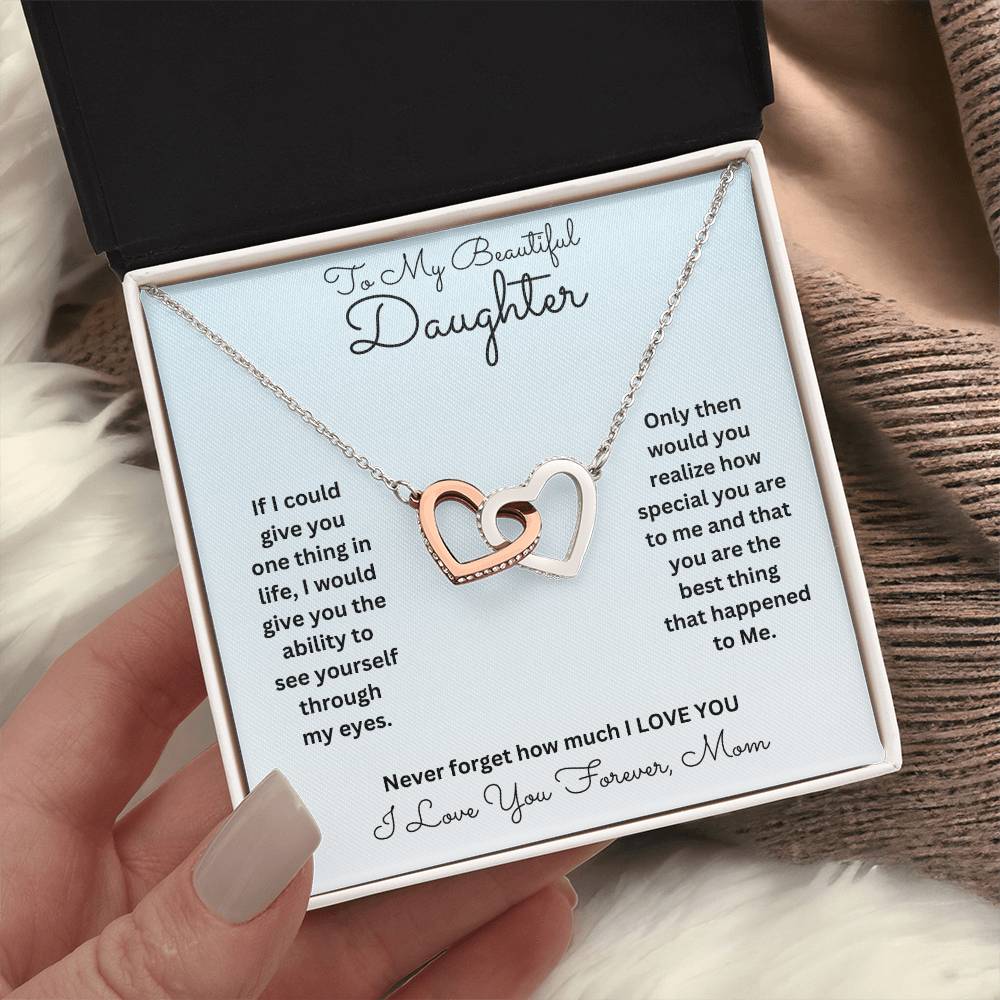 Daughter- One thing in life-Interlocking Hearts Necklace