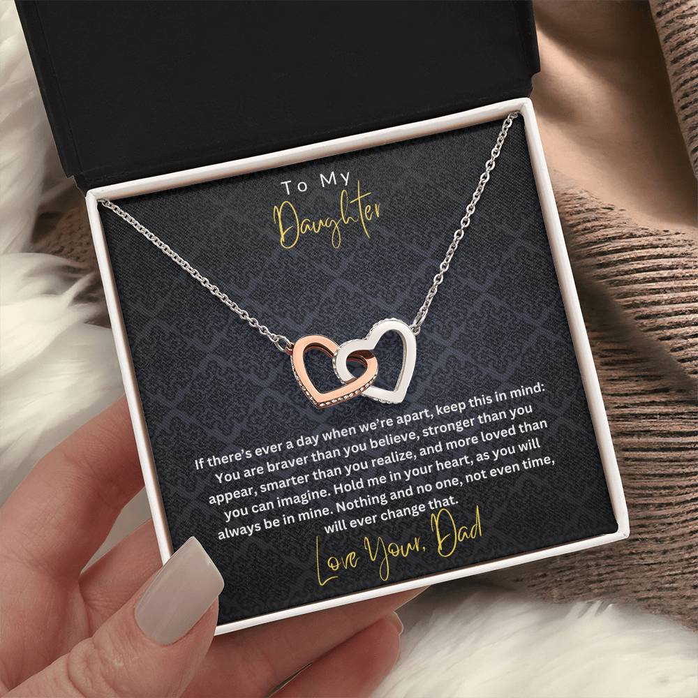 Daughter- Braver than you believe -Interlocking Hearts Necklace