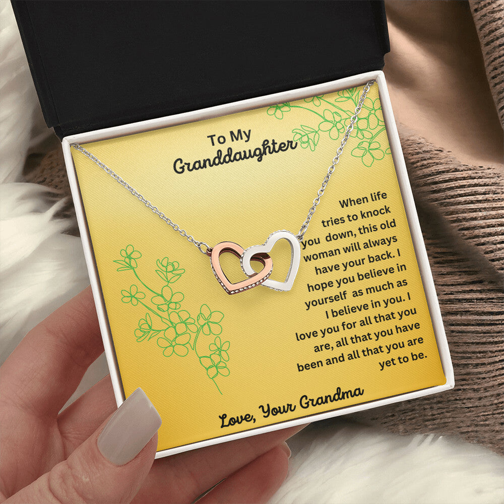 Granddaughter- Always have your back-Interlocking Hearts Necklace