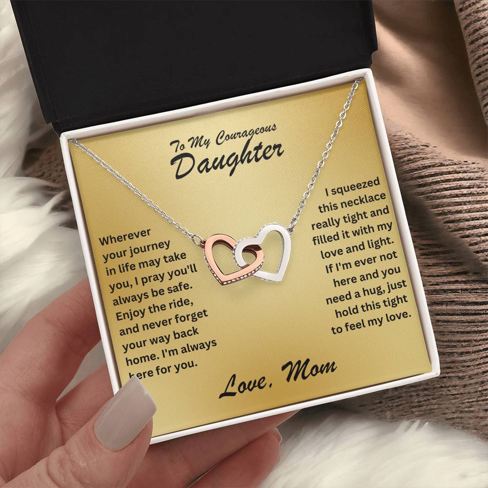 Daughter- Journey in life-Interlocking Hearts Necklace