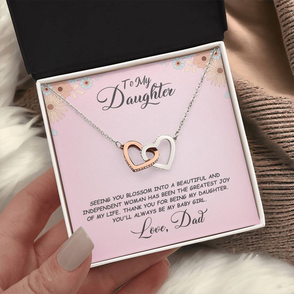 Daughter- Seeing you blossom -Interlocking Hearts Necklace