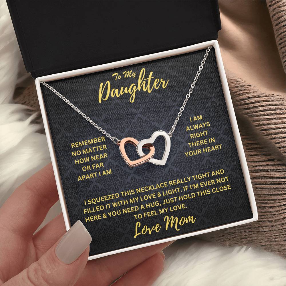 Daughter- Squeezed this necklace -Interlocking Hearts Necklace