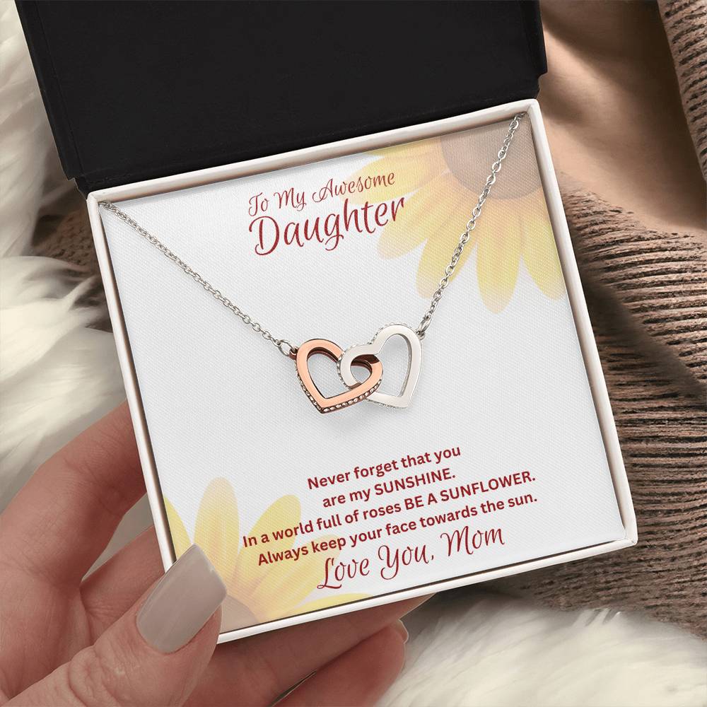 Daughter- You are my sunshine -Interlocking Hearts Necklace